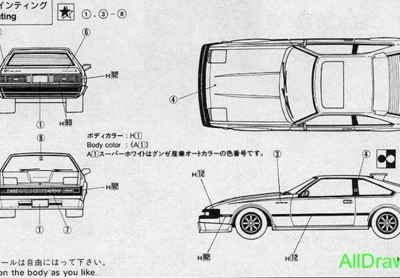 Toyota Celica XX A60 2.0 Twincam 24 (1982) (Тоёта Селик XX А60 2.0 Твинкам 24 (1982)) - чертежи (рисунки) автомобиля